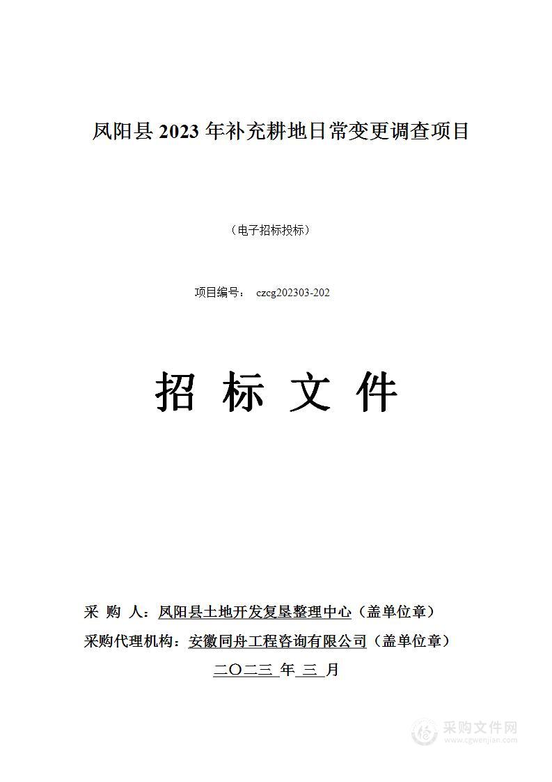 凤阳县2023年补充耕地日常变更调查项目