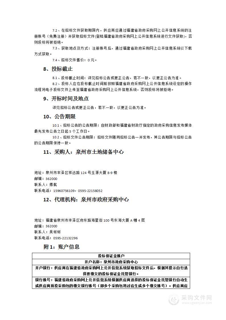 泉州市土地储备中心关于政府储备地储备资产委托物业管理服务的项目