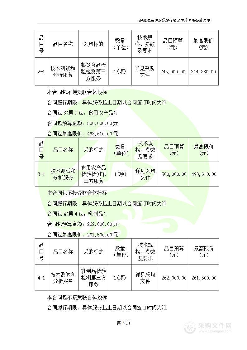 富平县市场监督管理局2023年度食品检验检测第三方服务采购项目