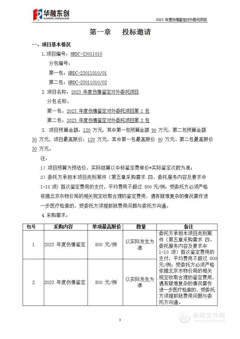 2023年度伤情鉴定对外委托项目