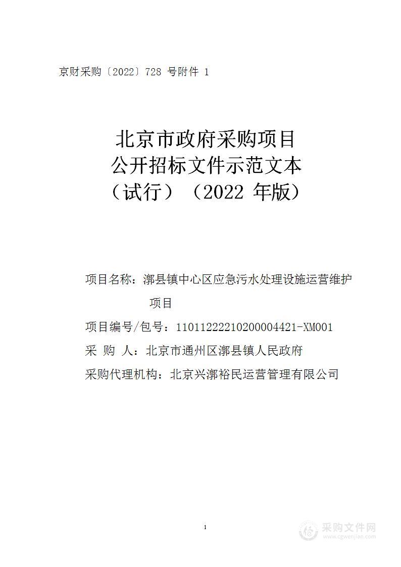 漷县镇中心区应急污水处理设施运营维护项目