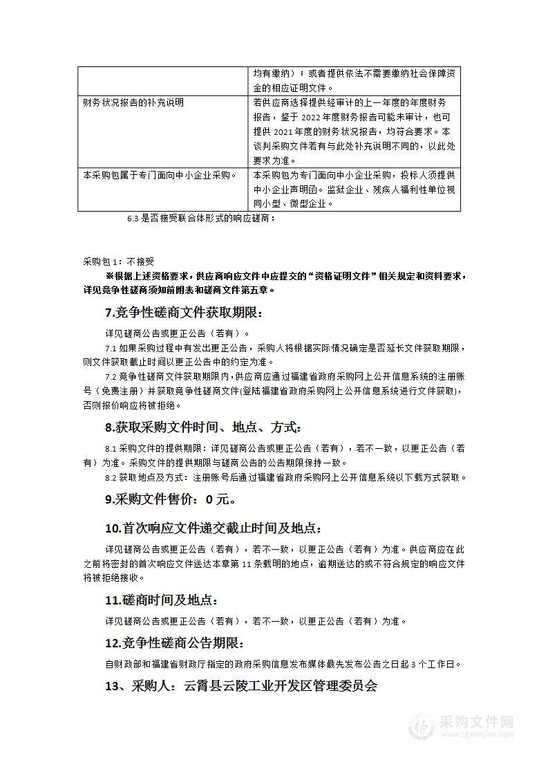 云霄经济开发区管委会物业管理服务项目