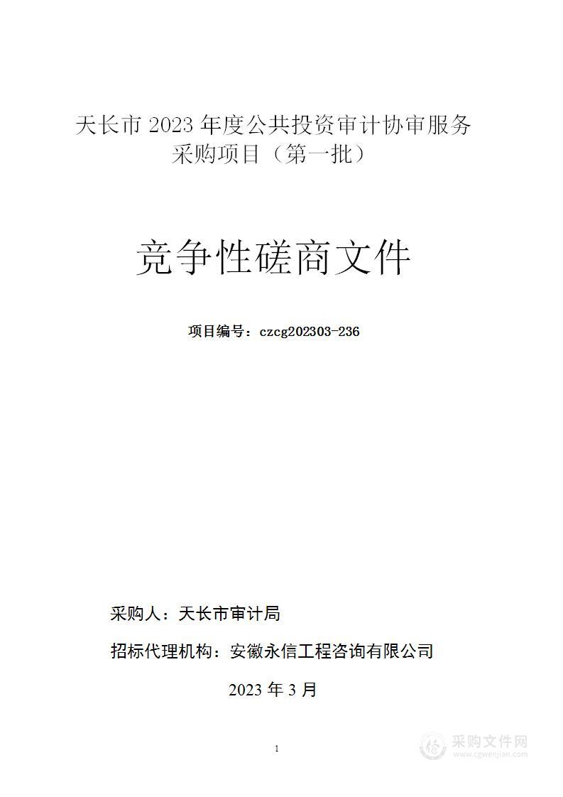 天长市2023年度公共投资审计协审服务采购项目（第一批）Ⅱ标包