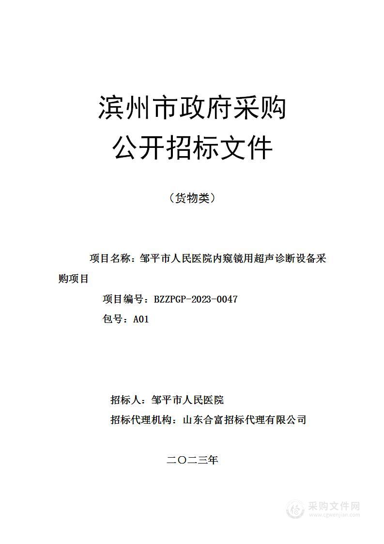 邹平市人民医院内窥镜用超声诊断设备采购项目