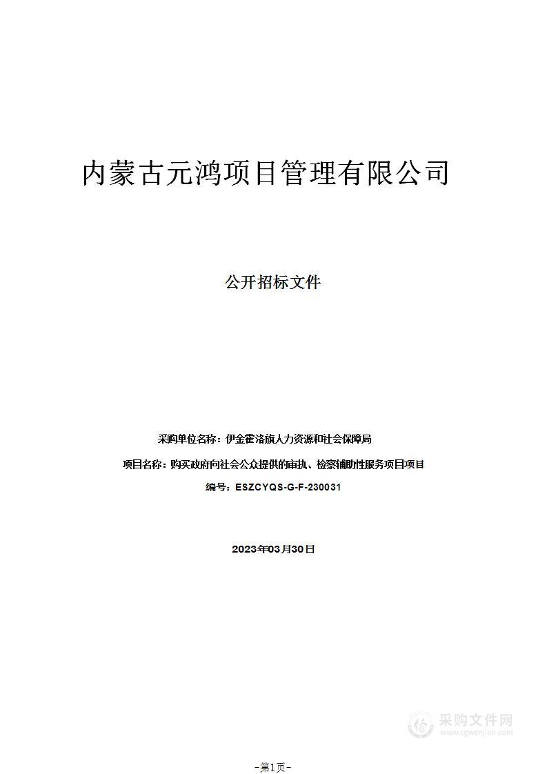 购买政府向社会公众提供的审执、检察辅助性服务项目