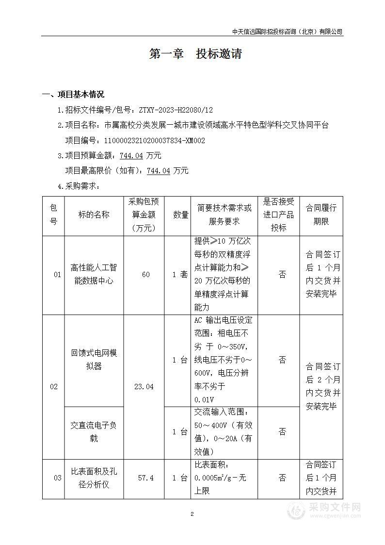 市属高校分类发展—城市建设领域高水平特色型学科交叉协同平台（第十二包）