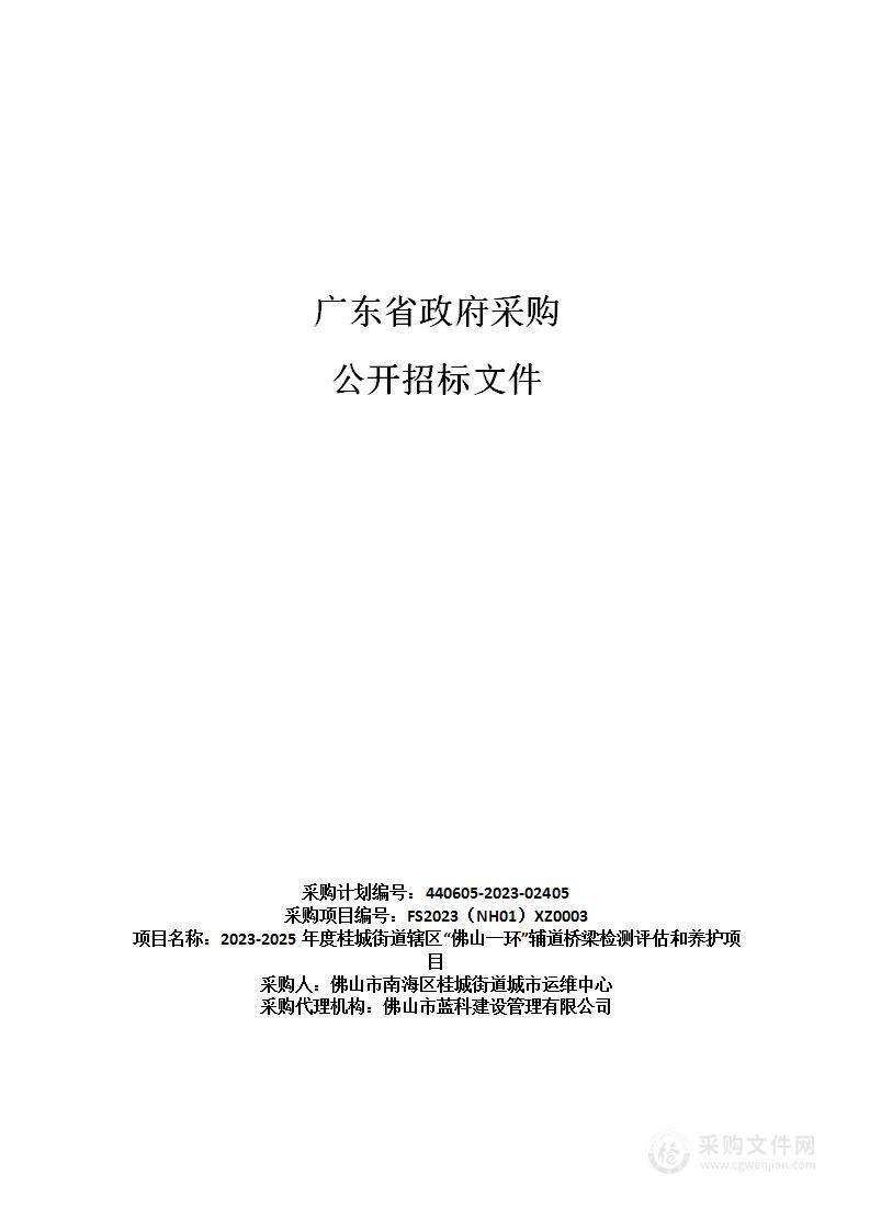 2023-2025年度桂城街道辖区“佛山一环”辅道桥梁检测评估和养护项目