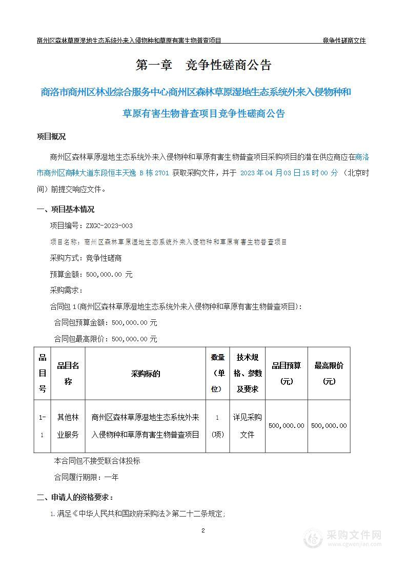 商州区森林草原湿地生态系统外来入侵物种和草原有害生物普查项目