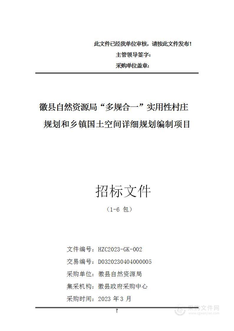 “多规合一”实用性村庄规划和乡镇国土空间详细规划编制项目