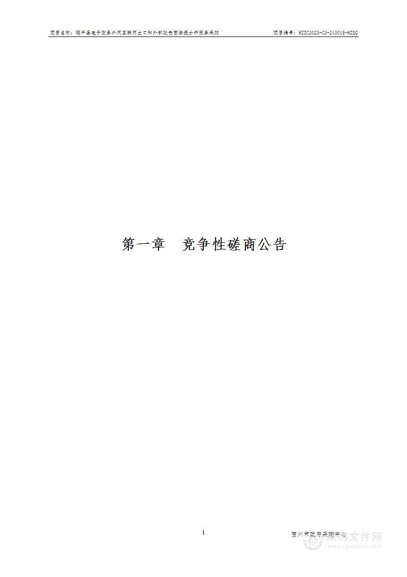 昭平县电子政务外网互联网出口和外部攻击面渗透分析服务采购