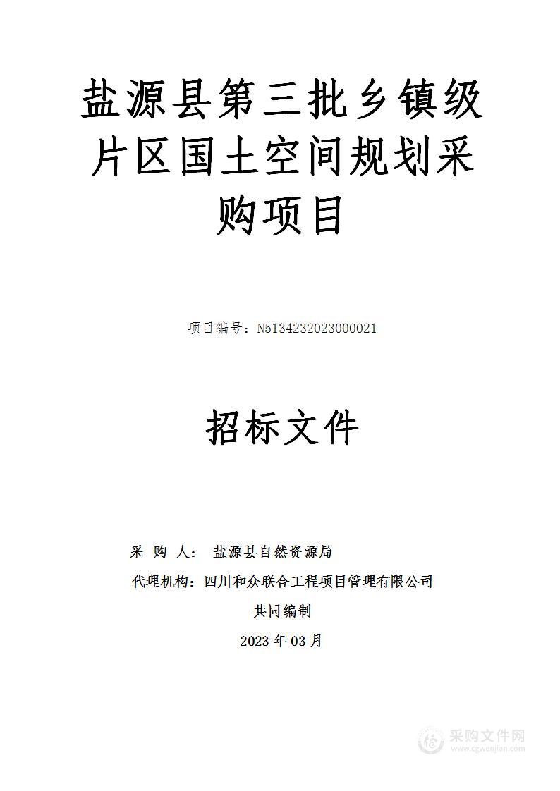 盐源县第三批乡镇级片区国土空间规划采购项目