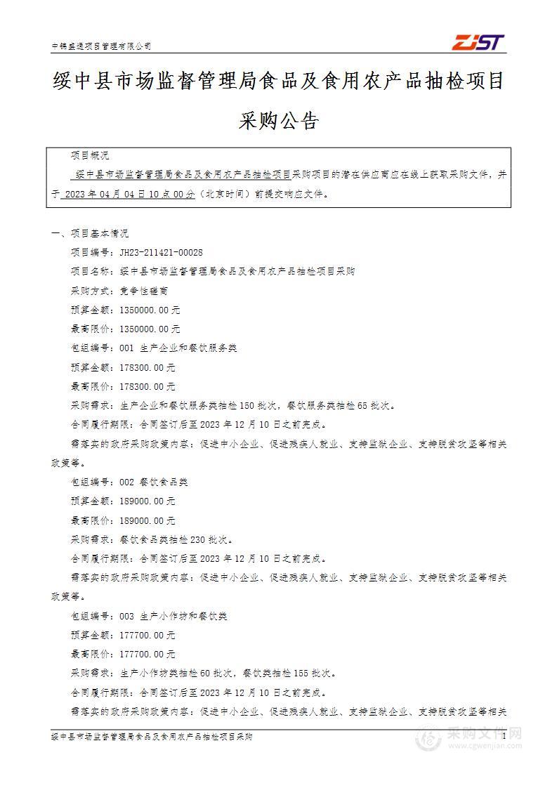 绥中县市场监督管理局食品及食用农产品抽检项目