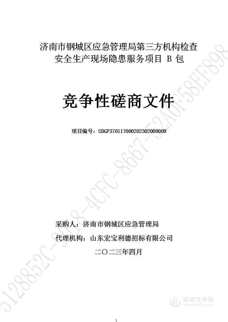 济南市钢城区应急管理局第三方机构检查安全生产现场隐患服务项目