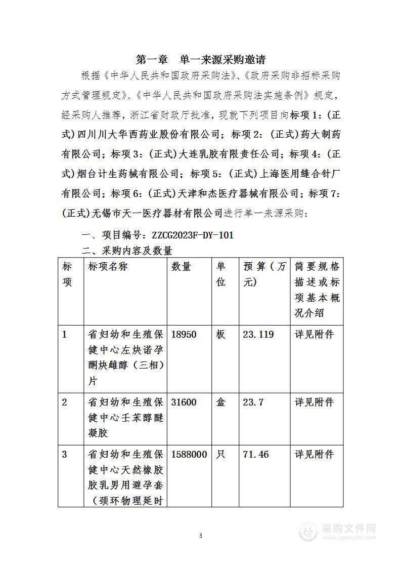 浙江省妇幼和生殖保健中心2023年度免费提供基本避孕药具项目