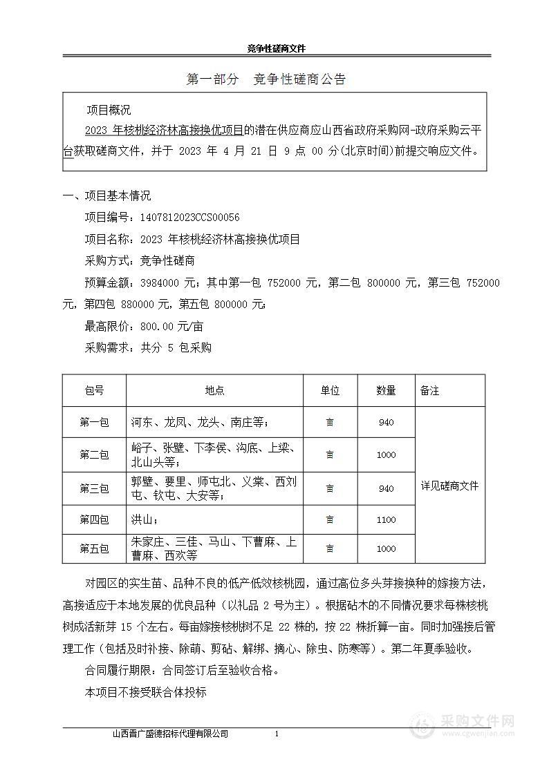 2023年核桃经济林高接换优项目