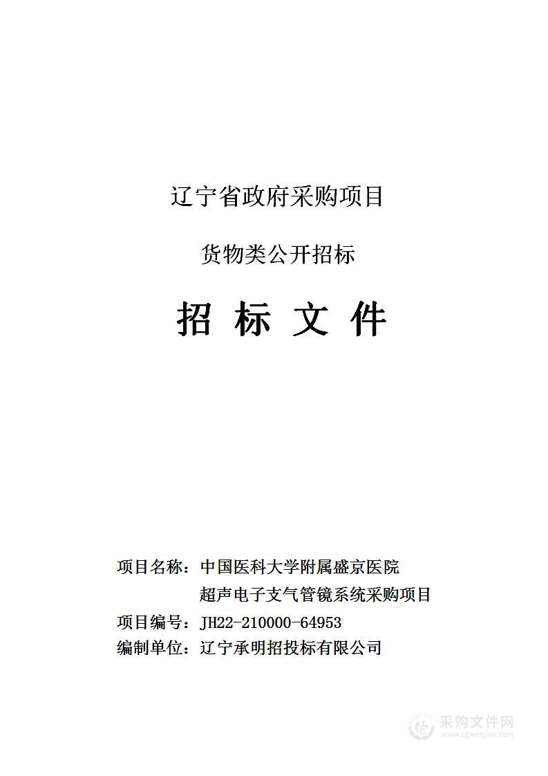 中国医科大学附属盛京医院超声电子支气管镜系统采购项目