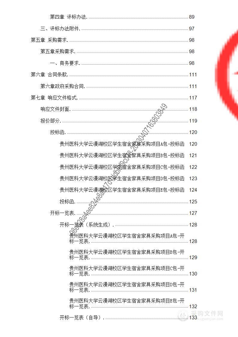 贵州医科大学云漫湖校区学生宿舍家具采购项目