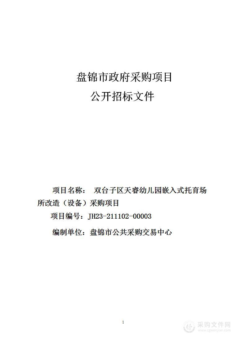 双台子区天睿幼儿园嵌入式托育场所改造（设备）采购项目