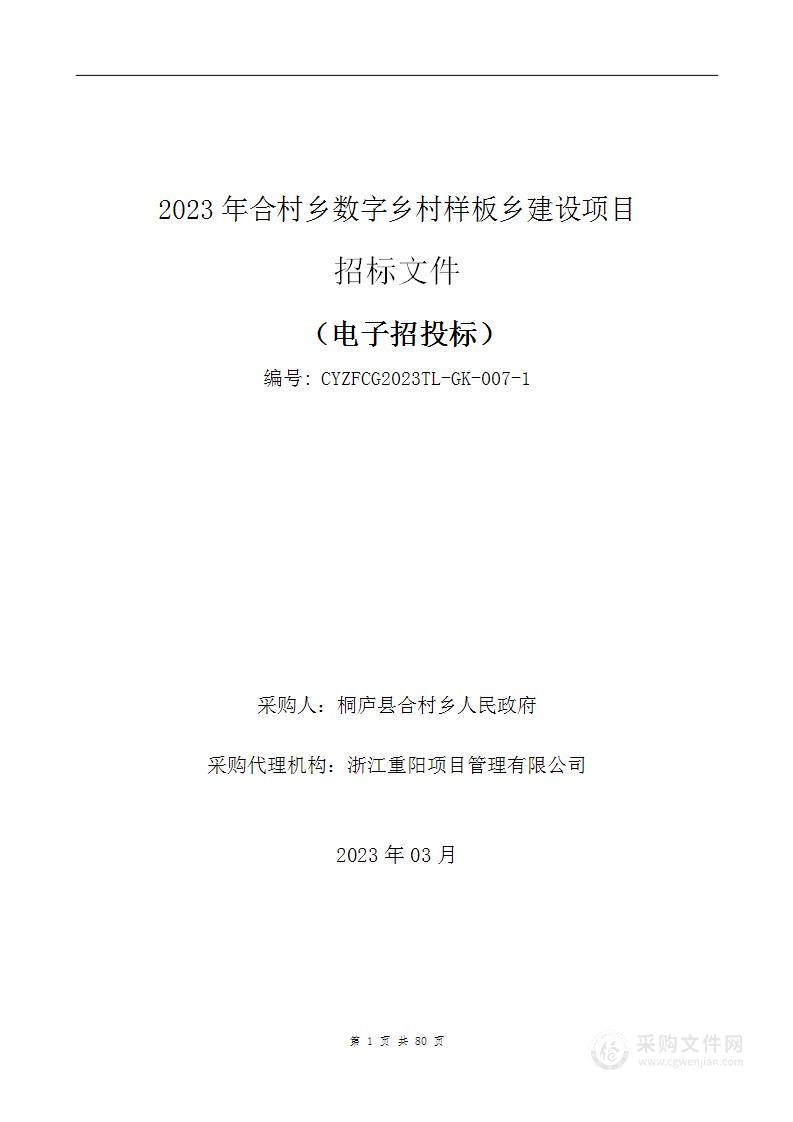 2023年合村乡数字乡村样板乡建设项目