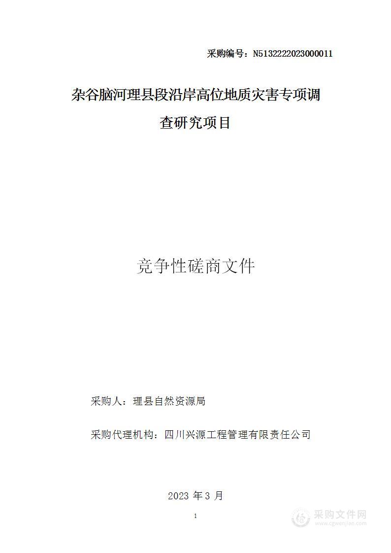 杂谷脑河理县段沿岸高位地质灾害专项调查研究项目