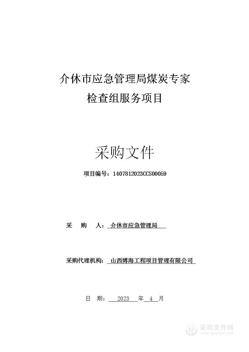 介休市应急管理局煤炭专家检查组服务项目