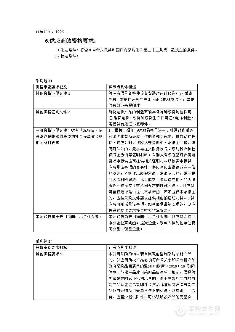 连江附中采购凤城校区电梯和江南校区热水器设备项目