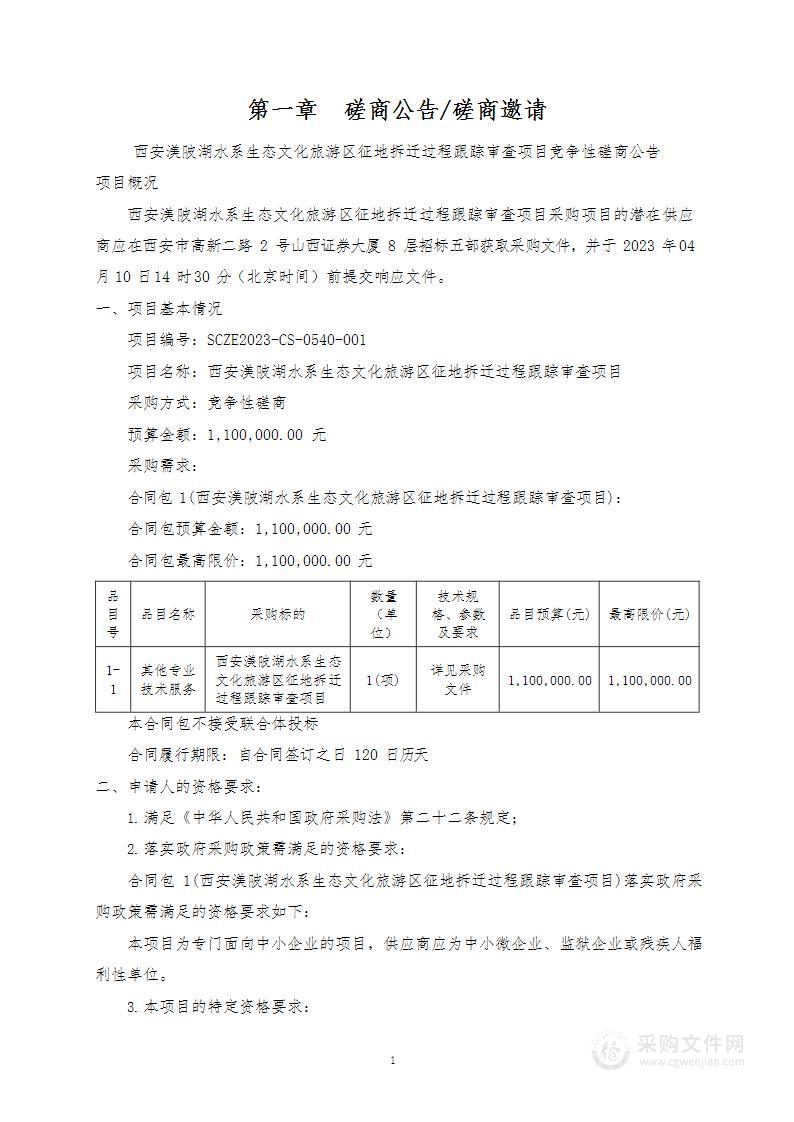 西安渼陂湖水系生态文化旅游区征地拆迁过程跟踪审查项目