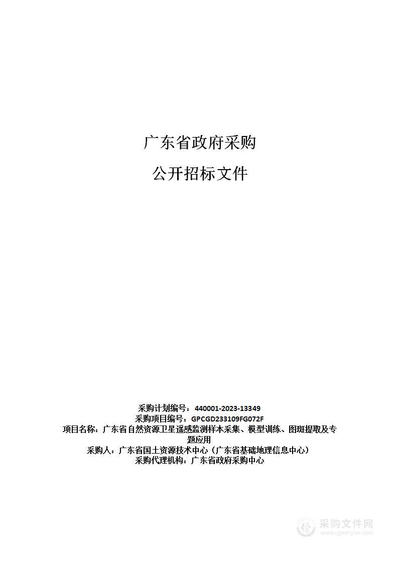 广东省自然资源卫星遥感监测样本采集、模型训练、图斑提取及专题应用