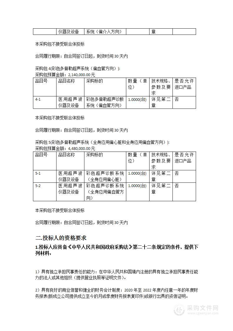 惠州市第六人民医院采购6台彩色多普勒超声系统项目