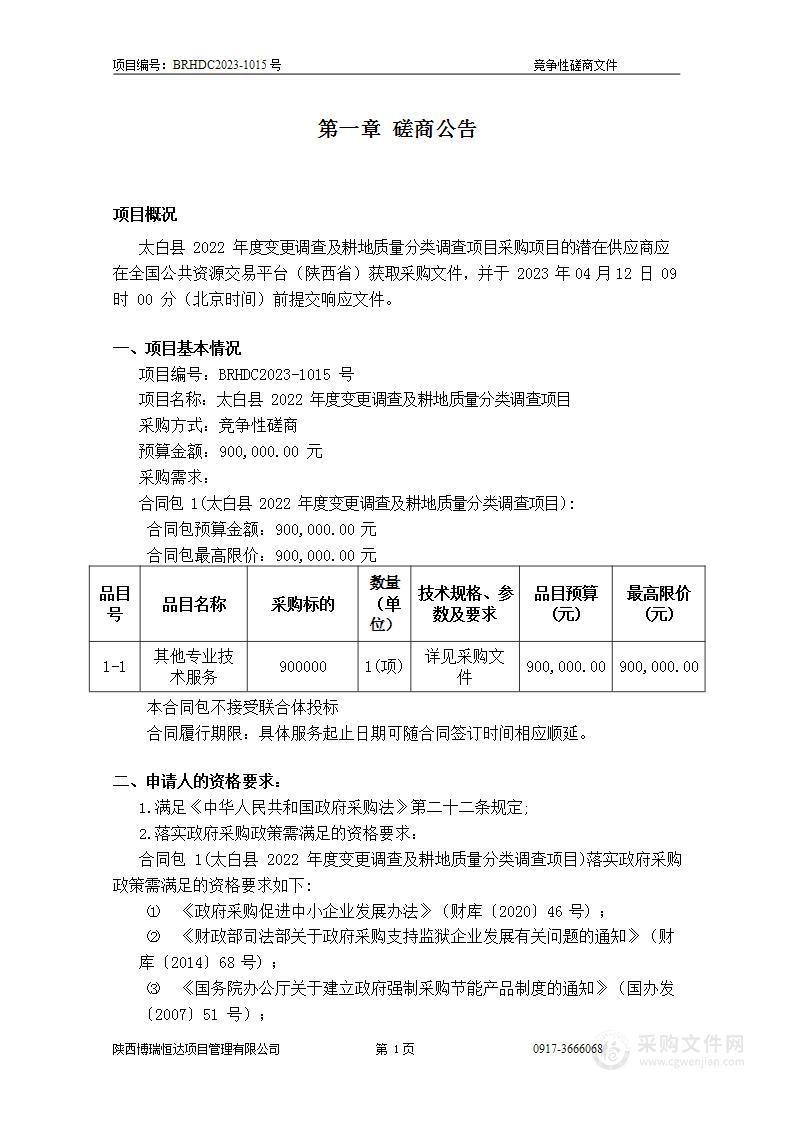 太白县2022年度变更调查及耕地质量分类调查项目