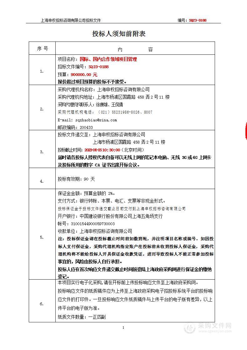 国际、国内合作领域项目管理