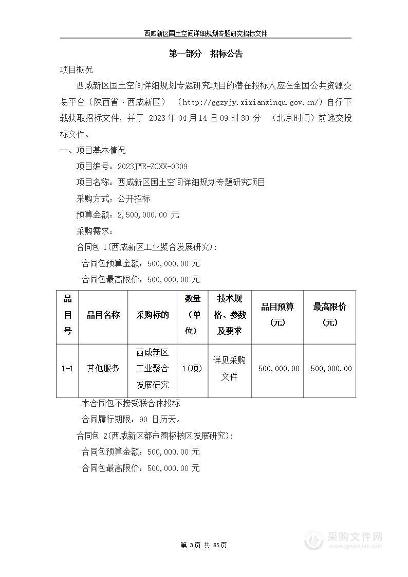 西咸新区国土空间详细规划专题研究项目