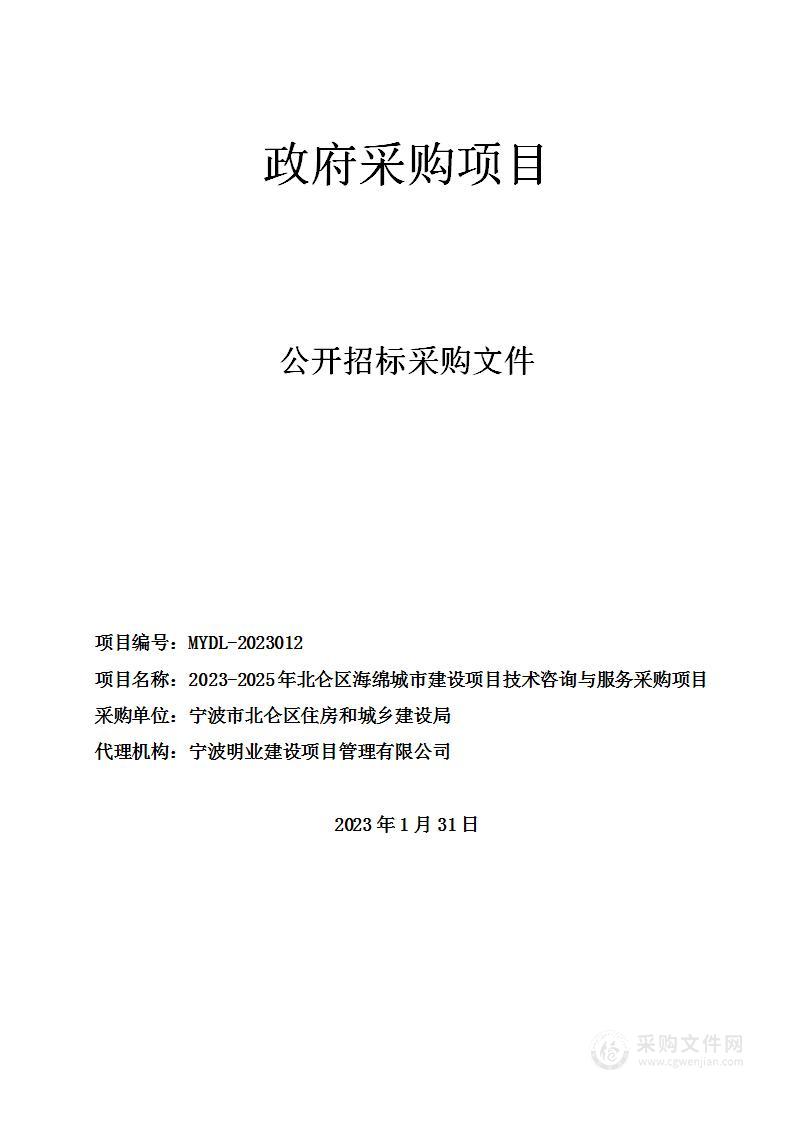 2023-2025年北仑区海绵城市建设项目技术咨询与服务采购项目