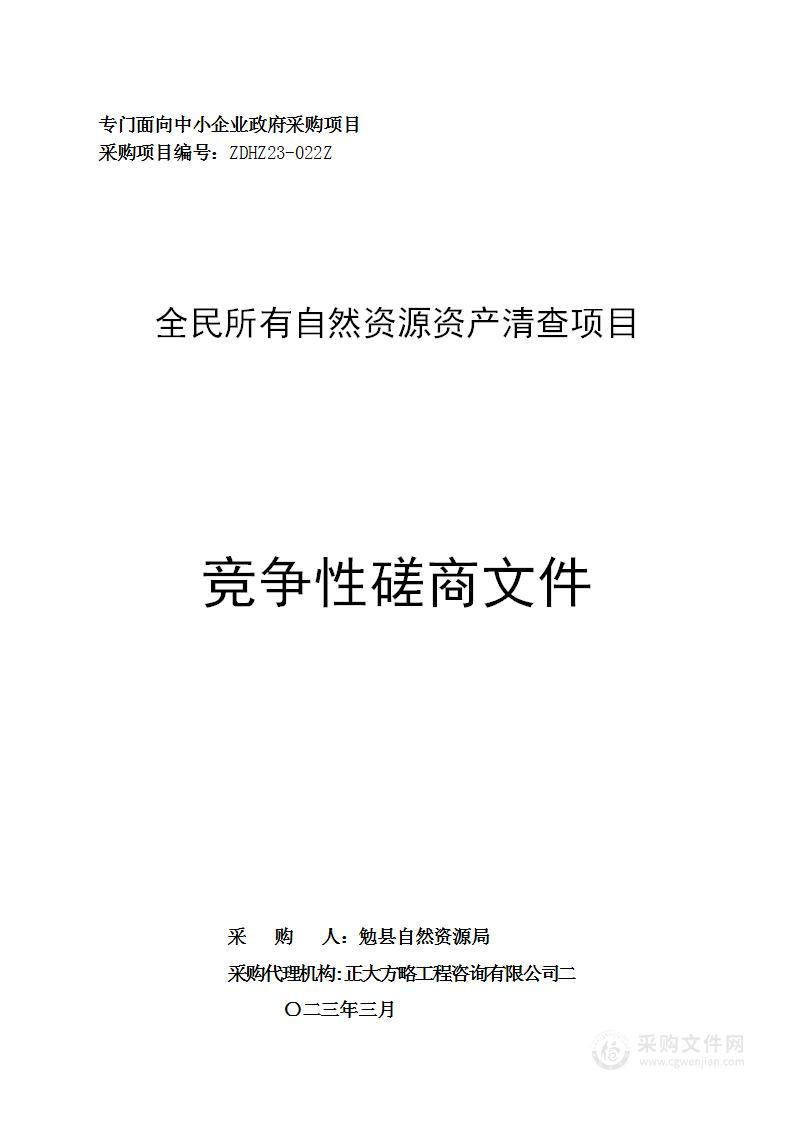 勉县自然资源局全民所有自然资源资产清查项目