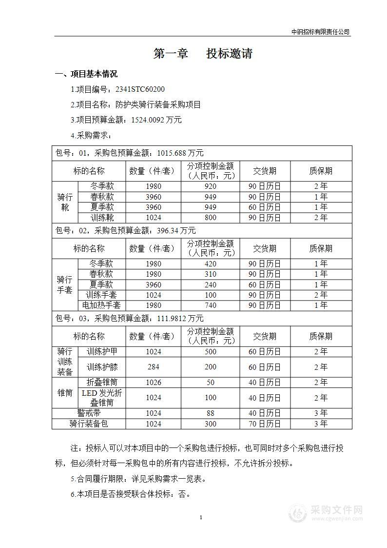 防护类骑行装备采购项目