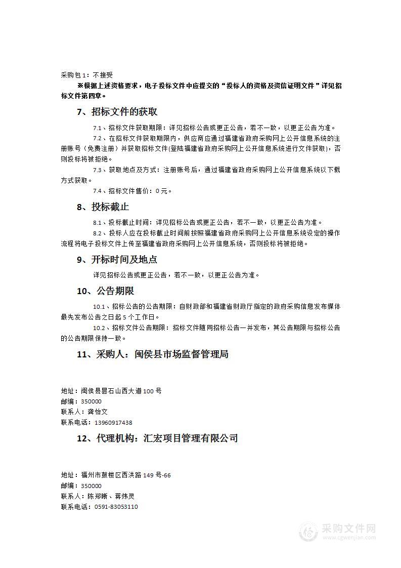 关于闽侯县市场监督管理局2023年5月至2024年4月办公场所物业服务的采购