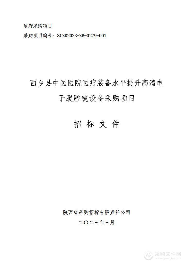 西乡县中医医院医疗装备水平提升高清电子腹腔镜设备采购项目