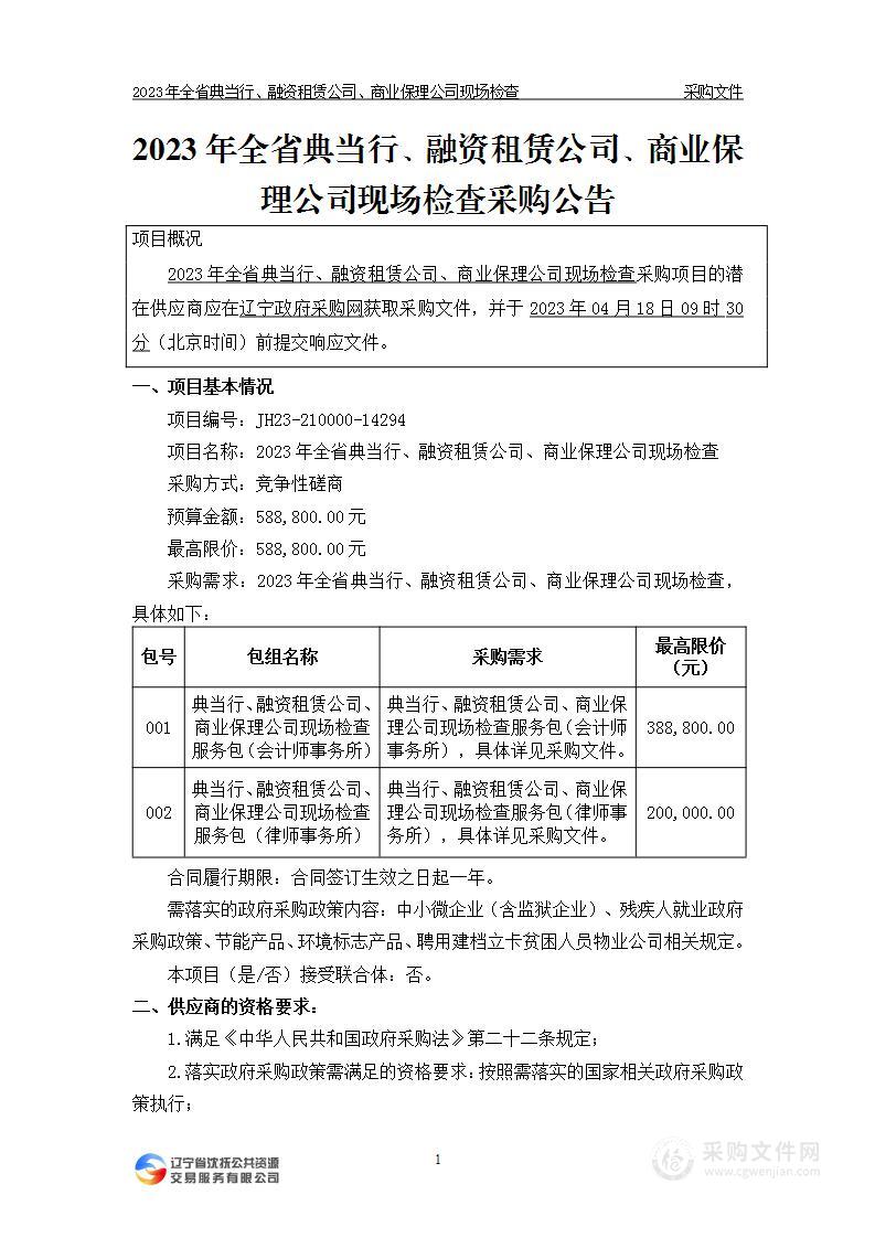 2023年全省典当行、融资租赁公司、商业保理公司现场检查