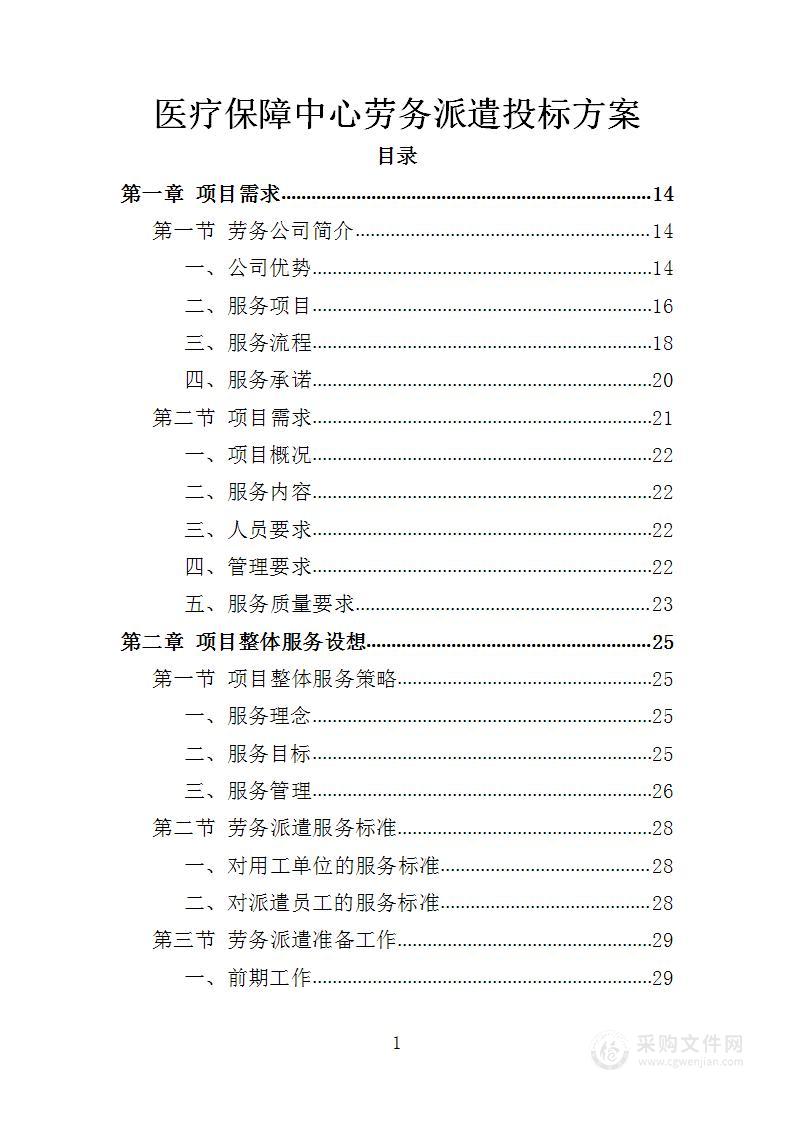 医疗保障中心劳务派遣投标方案