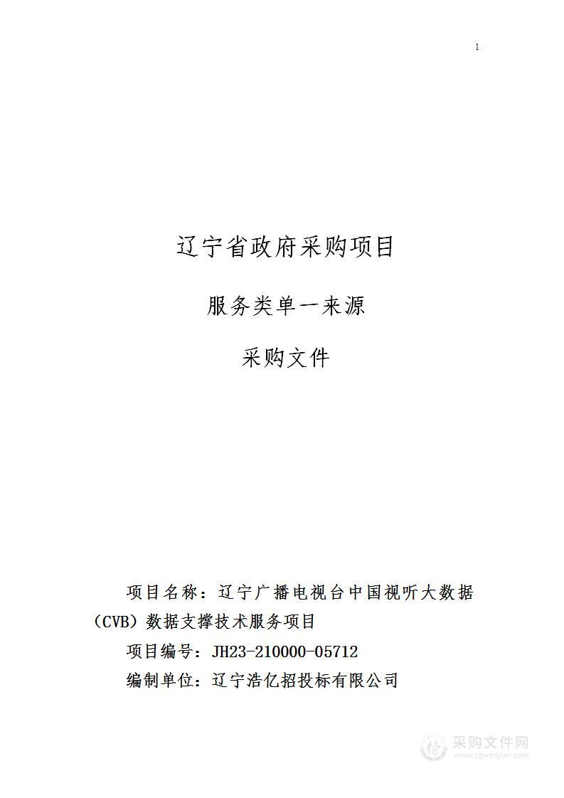 辽宁广播电视台中国视听大数据（CVB）数据支撑技术服务项目