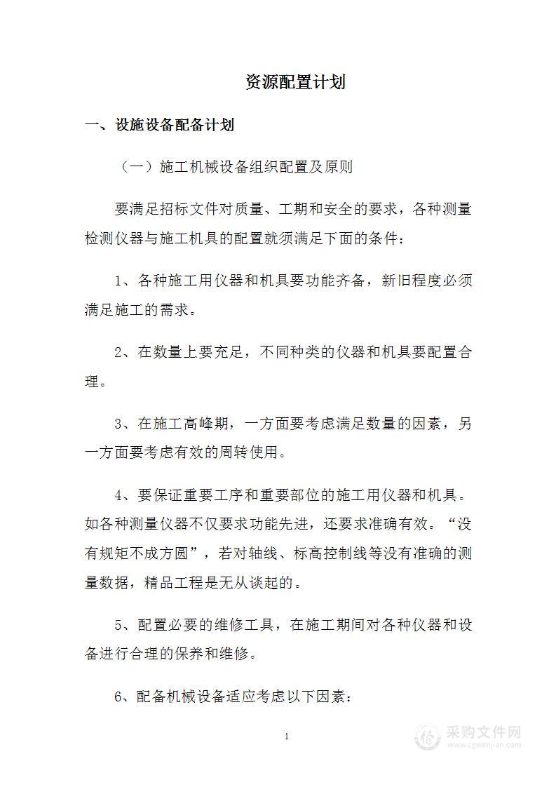 资源配置计划