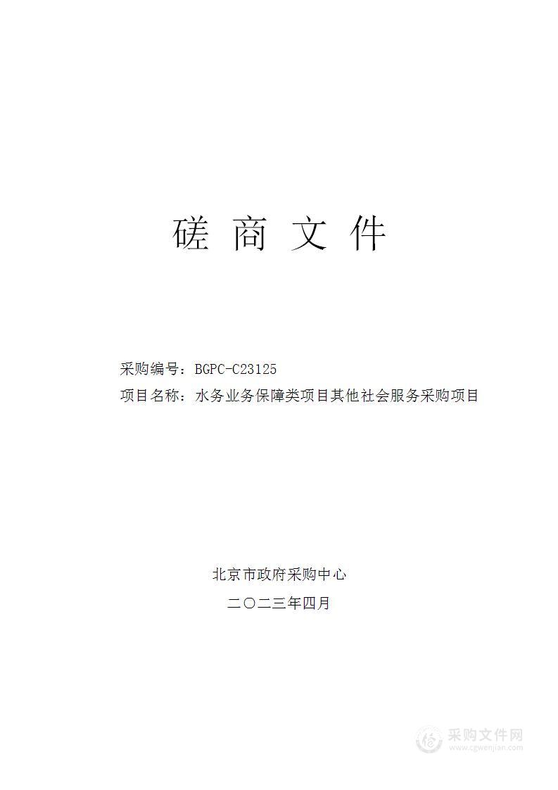 水务业务保障类项目其他社会服务采购项目