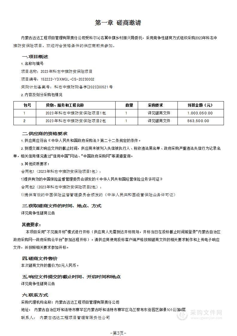 2023年科右中旗防贫保险项目