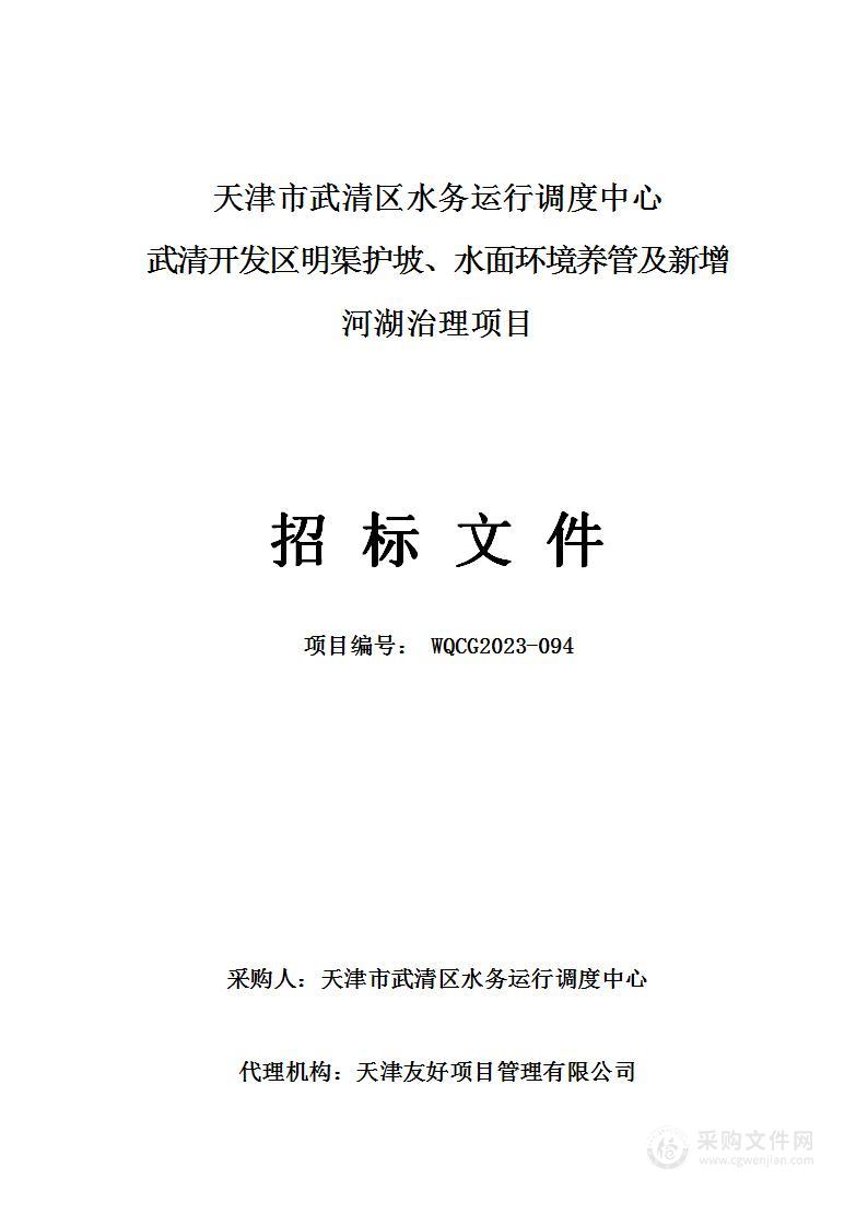 武清开发区明渠护坡、水面环境养管及新增河湖治理项目