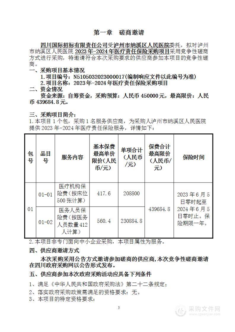 2023年-2024年医疗责任保险采购项目