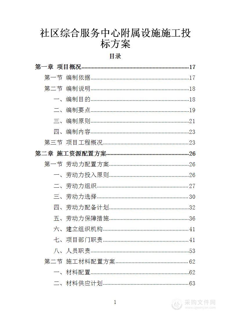 社区综合服务中心附属设施施工投标方案