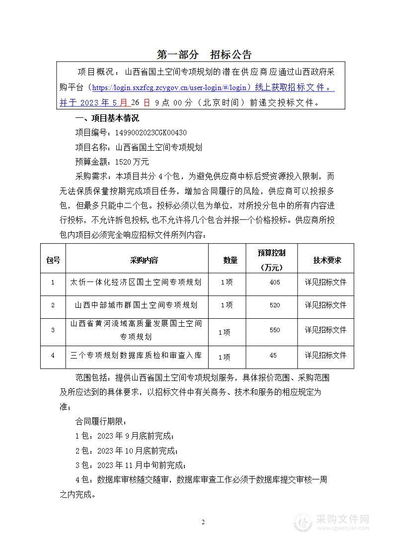 山西省国土空间专项规划