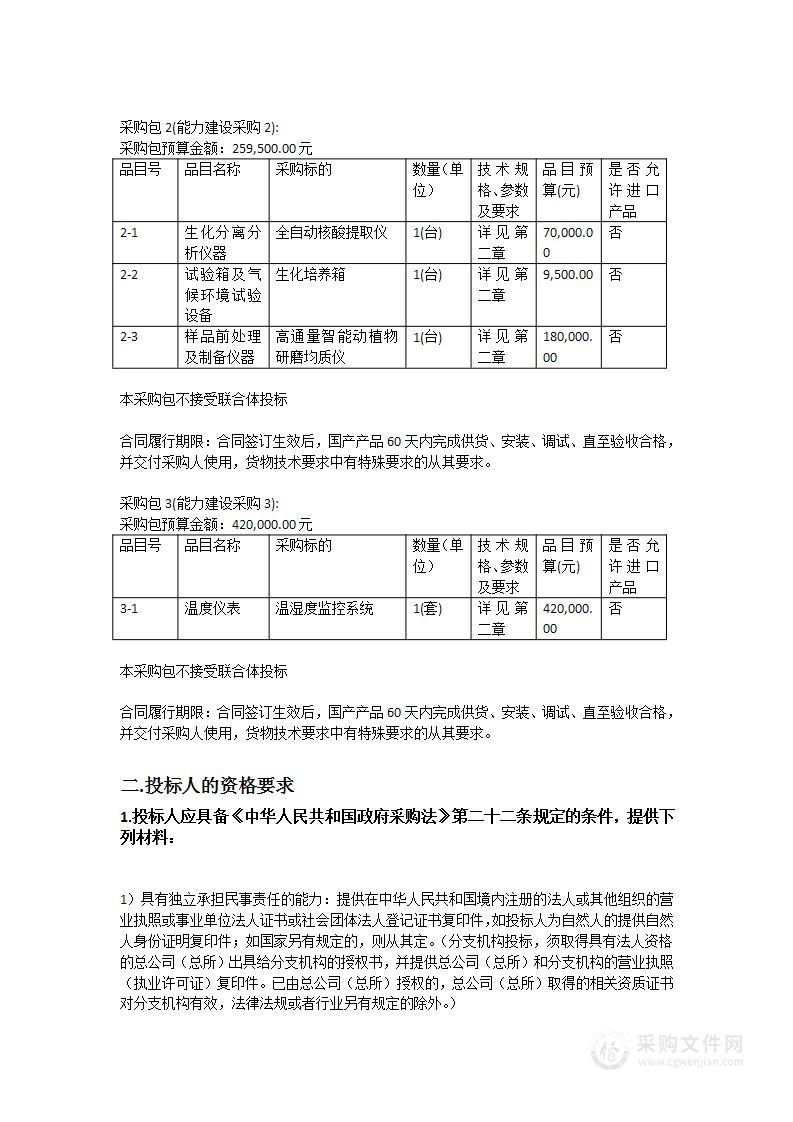 湛江市食品药品检验所能力建设采购项目