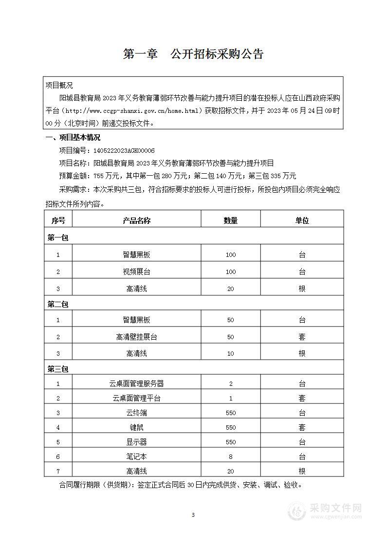 阳城县教育局2023年义务教育薄弱环节改善与能力提升项目