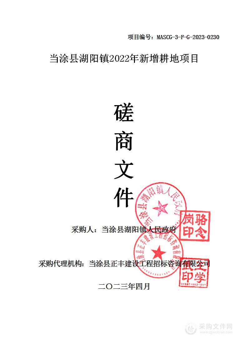 当涂县湖阳镇2022年新增耕地项目